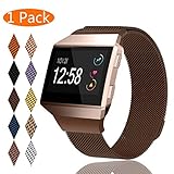 KingAcc Compatible Fitbit Ionic Bands, Milanese Stainless Steel Mesh Metal Replacement Band for Fitbit Ionic, Magnetic Clasp Lock Wristband Strap Women Men (1-Pack, Coffee/Brown, Large)