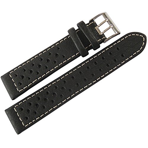 Di-Modell Rallye 20mm Black Contrast-Stitch Leather Watch Strap