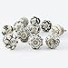 Artncraft Set of 30 Assorted Vintage Black and White Hand Painted Ceramic Pumpkin and Round Knobs Cabinet Drawer Handles Pulls