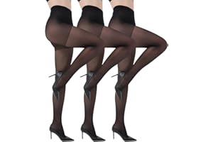 oeat 3 Pairs 30 Denier Sheer Rip Resistant Tights for Women - Control Top Not Rip Pantyhose with Reinforced Toes