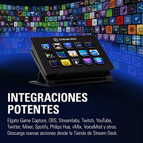 elgato-Stream-Deck-Controlador-para-contenido-en-directo-15-teclas-LCD-personalizables-soporte-ajustable-Windows-10-y-macOS-1013-o-posterior-Negro