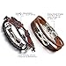 2PCS Set Couples Leather Bracelet Cuff Love Infinity Charm Bangle for Men Women (Brown) for Mothers Day