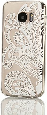 Galaxy S7 Edge Case, Weline White Peacock Flower Pattern Slim Crystal Clear Rubber Gel TPU Soft Silicone Bumper Skin with Shock-Absorption and Anti-Scratch Protector Cover for Samsung Galaxy S7 Edge