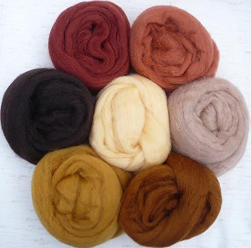 Shades of Brown (7 colors - .5 oz Corriedale Wool Roving [sliver] each)