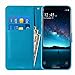 JanCalm for Galaxy S8 Plus Case, [Kickstand] [Card/Cash Slots] [Wrist Strap] Design Pattern Premium PU Leather Fold Flip Pouch Cover Blue Butterfly