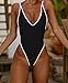 Women Swimsuit One-Piece Sexy Backless Monokini Bathing Suit with Strap (US 4 / Label S, Black)