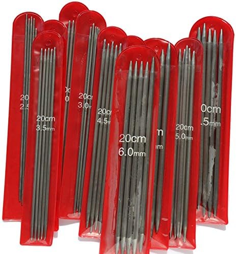 New 11 * 5 PCS 11 Sizes 20cm Double Point Stainless Steel Straight Knitting Needles Sweater Knitting Needles Sets 2-6.5mm
