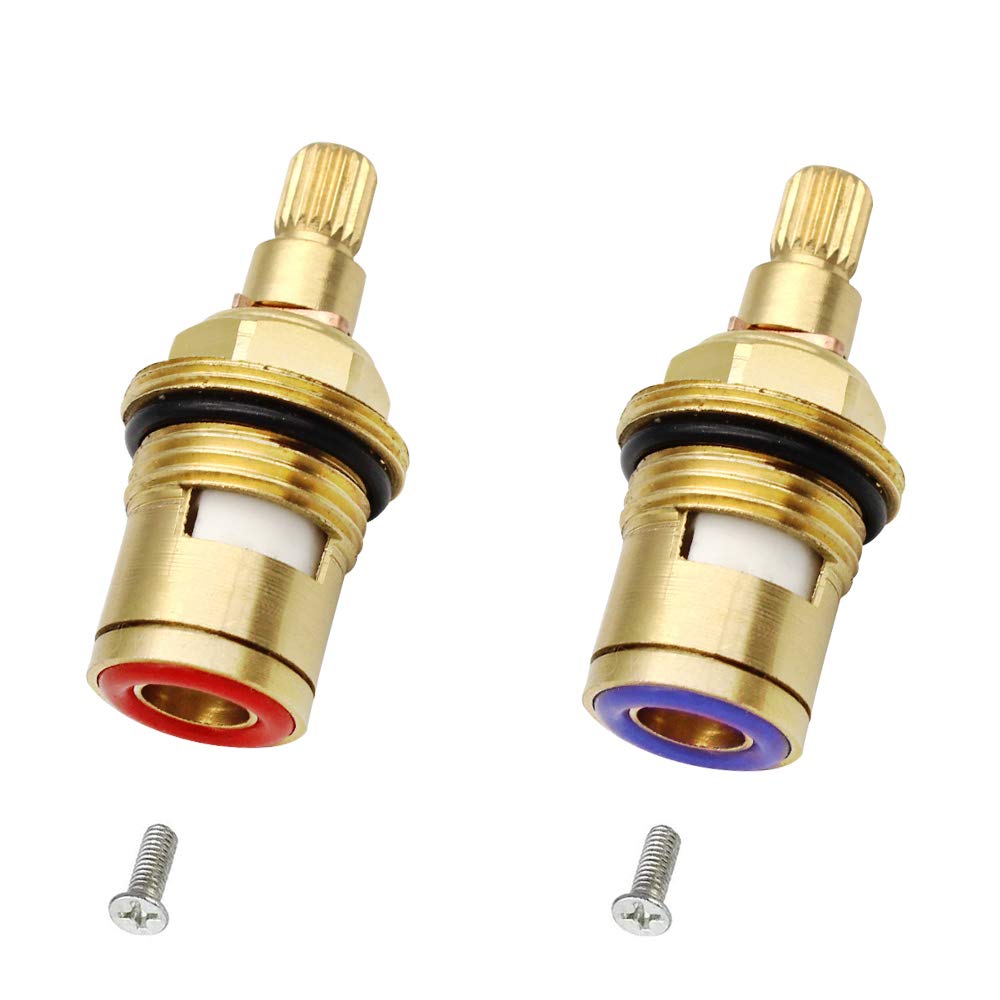 1 Pair Replacement Tap Cartridges Professional Compatible 20 Gears Brass Ceramic Disc Tap Valve Quarter Turn with Screws…