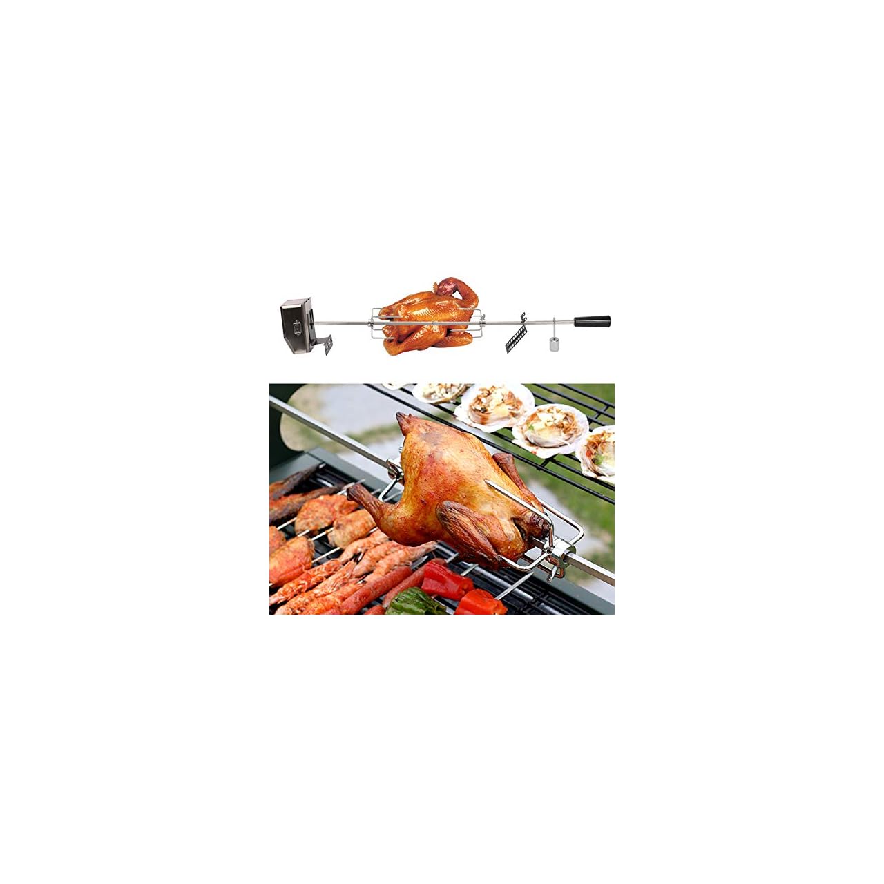 shoze Universal Grill Rotisserie Kit, Electric BBQ Spit Rotisserie Kit