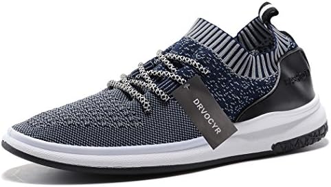 Mens Knit Breathable Running Casual Sneakers Lightweight Athletic Tennis Walking Shoes(Blue EU40)