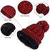 Paragon Winter Warm Knit Skull Hat Beanie Cap Fleece Lining Thick Slouchy Cable with pom (Red)