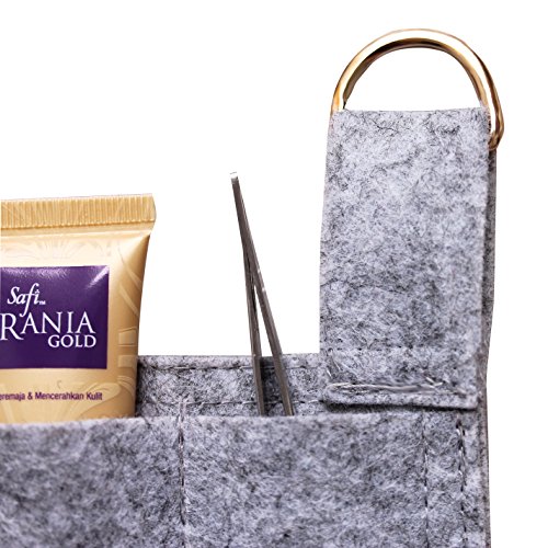 Hanging Felt Makeup Tool Organizer Bag, Mount on Wall, Pockets Toilet Wash Room, Space Saver Decorative Storage Fabric Cloth Shelves