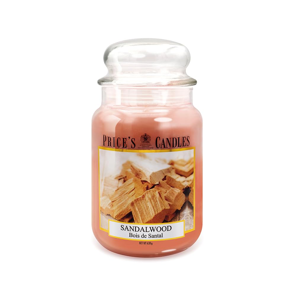 Price's - Sandalwood Large Jar Candle - Woody, Delicious, Quality Fragrance - Long Lasting Scent - Up to 150 Hour Burn Time