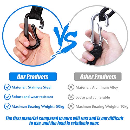 Camping Hammock, Double & Single Portable Hammocks with Tree Straps, Lightweight Nylon Parachute Hammocks for Hiking Travel Backpacking Beach Yard Gear | 2 x Premium carabiners, 2 x Nylon Loops