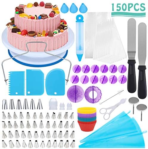 Vemingo Plateau Tournant De Gâteau, 150Pcs Kit De Pâtisserie Plateau Tournant De Gâteau Professionnel Ustensiles Kit, Outils De Cuisson,Idéal pour les débutants et les utilisateurs professionnels - Cuisine A Vivre Vemingo Plateau Tournant De Gâteau, 150Pcs Kit De Pâtisserie Plateau Tournant De Gâteau Professionnel Ustensiles Kit, Outils De Cuisson,Idéal pour les débutants et les utilisateurs professionnels