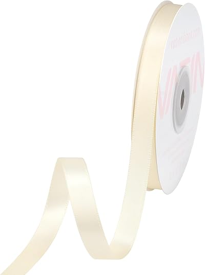 VATIN 10mm Double Faced Polyester Satin Ribbon Cream 45m Gift Wrapping