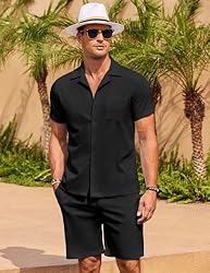 COOFANDY Men's 2 Pieces Short Sets Shirts Short