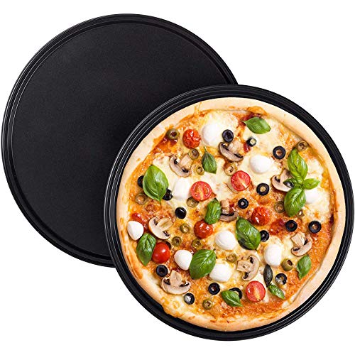 Pizzaplaat Van Koolstofstaal Ronde Pizza Pannen Met Antiaanbaklaag Carbon Steel Pizza Pan Non-Stick Round Pizza Tray… - Afbeelding 6