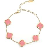Aurevella 18K Gold Plated Luck Four Leaf Clover Bracelet For Women, Double-Sided Fashion Light Luxury Personalized Bracelet, Birthday Anniversary Jewelry Gifts