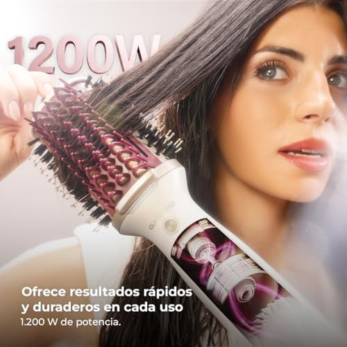 Cepillo de Aire Moldeador con Placa Calefactora Air DryBold Elite. 1200W, 3 Modos: seca, moldea y alisa, Tecnología Iónica, Revestimiento de Cerámica, Función Aire Frío, Punta Fría