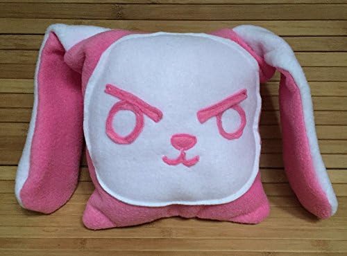 Overwatch Dva Square Pink Bunny Pillow, Fanart Pink D.Va Bunny plushie plush, You choose 7" 10" 12" or 14"