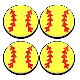 Four (4) of Softball Rubber Charms for Wristbands and Shoes