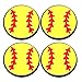 Four (4) of Softball Rubber Charms for Wristbands and Shoes Yellow