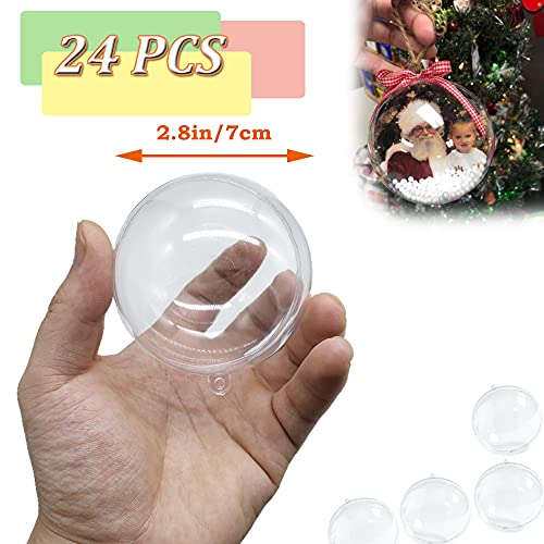 24 Pack Clear Plastic Fillable Ornaments Ball,2.8inch/70mm Transparent