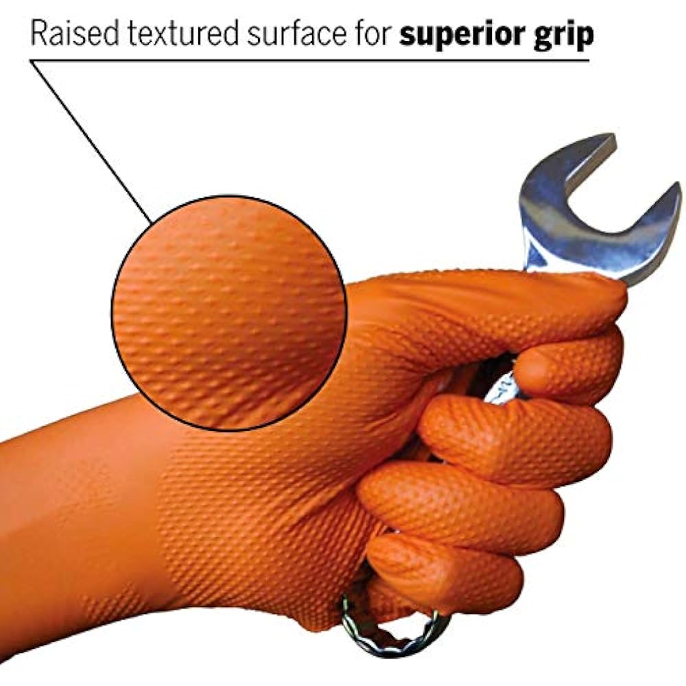 TigerGrip 8Mil Safety Work Gloves Nitrile Orange, XXLarge, Box Of 90