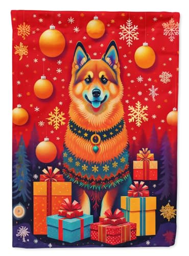 Caroline's Treasures DAC3087CHF Finnish Spitz Holiday Christmas House Flag Larg…