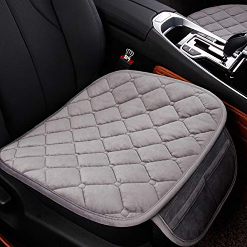 DEALPEAK Breathable Anti Slip Car Seat Cushion Cover Pad Mat Nonslip Car Seat Lattice Pattern Protector Auto Chair Cushion with Velvet Elastic Plush for Vehicles Car Supplies (Color : Grey)