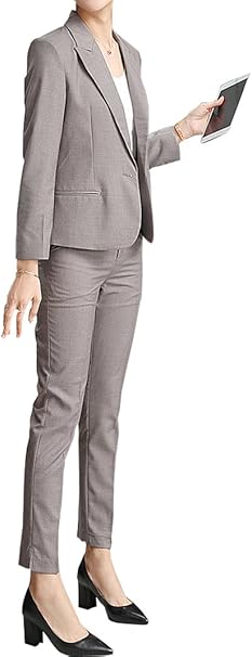レディース スーツ パンツセット フォーマル 通勤 カジュアル 無地 入学式など おおきいサイズ グレー パンツスーツ 通販 Amazon