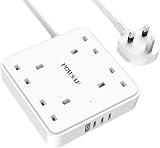 POWSAF 4 Way USB Extension Lead 2M 4 Outlets 4 USB Ports USB-C 3.4A UKCA view 1