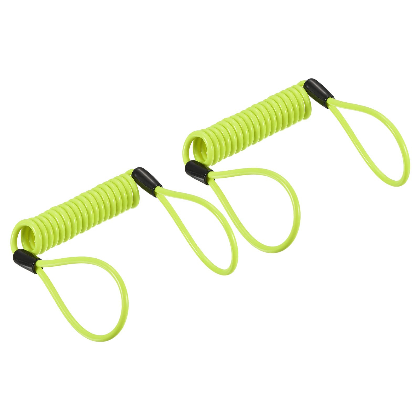 PATIKIL Security Steel Cable 3.5mm x 1.2m/3.94ft Coated Spring Luggage Lock Wire Rope with Double Loop Yellow 2 Pack