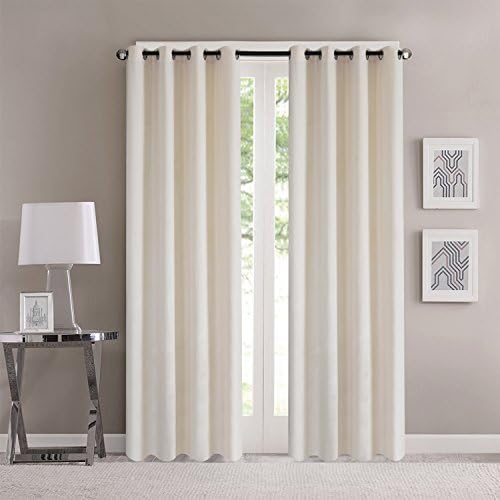 Nauxcen Velvet Curtains 50X120 Inch 1 Panels Beige Grommet 50% Blackout Darkening Curtains for Bedroom Living Room