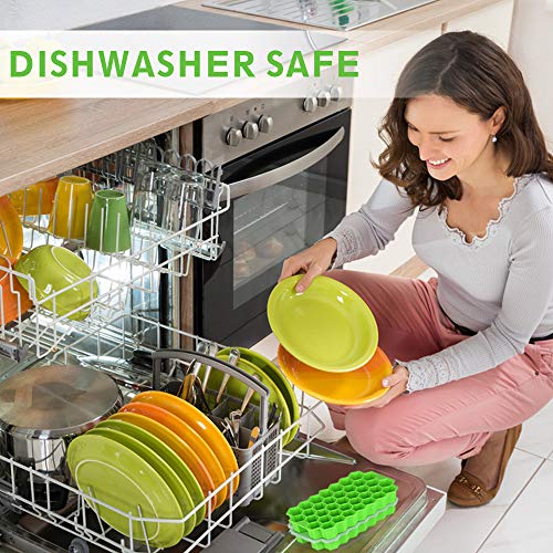 Ice Cube Trays 2 Pack, Morfone Silicone Ice Tray with Removable Lid Easy-Release Flexible Ice Cube Molds 37 Cubes per Tray for Cocktail, Whiskey, Baby Food, BPA Free and LFGB Certified