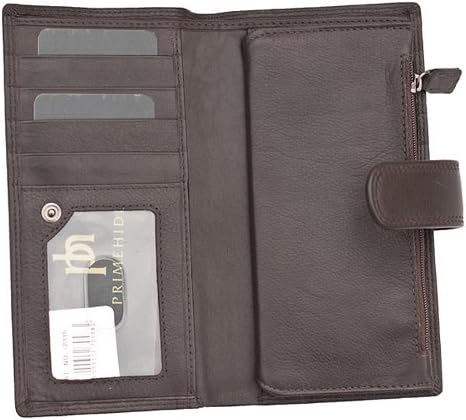 Prime Hide Women's Large Soft Brown Leather Purse Wallet Tab Opening - Image 4
