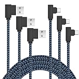 AOKER USB Type C Cable, 3Pack 3ft Right Angle 90 Degree Nylon Braided USB Type A to C Charger for Galaxy S8, S8 Plus, ZTE Zmax Pro Z981, Google Pixel/Pixel XL, LG G6 (3X3ft Black Blue)