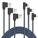 AOKER USB Type C Cable, 3Pack 3ft Right Angle 90 Degree Nylon Braided USB Type A to C Charger for Galaxy S8, S8 Plus, ZTE Zmax Pro Z981, Google Pixel/Pixel XL, LG G6 (3X3ft Black Blue)