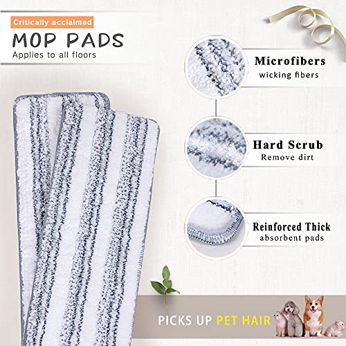 oshang Flat Squeeze Mop and Bucket - Hand-Free Wringing Floor Cleaning Mop - 4 Pieces Washable & Reusable Microfiber Mop Clothes/Pads Included - Wet or Dry Usage on Hardwood, Laminate, Tile