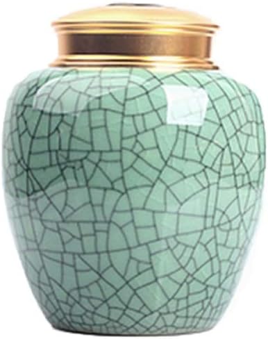 Cremation Urn Decorative Urns Funeral Urn Large Sealed Can Longquan Celadon Adult Child Pets Sealing Moisturizing Ceramic Portable Household Ceramic Storage Tank Oversized Widened Caliber Bottom Glaze