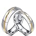 ROWAG 6MM Men Stainless Steel Couple Wedding Bands for Him and Her Women Cubic Zirconia CZ Inlaid Promise Engagement Rings