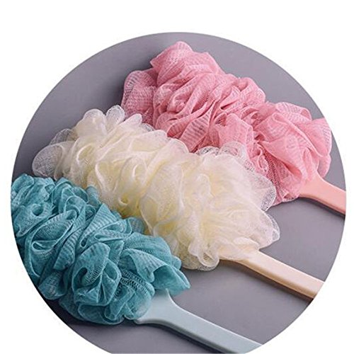 Connia New Long Handle Hanging Soft Mesh Back Body Bath Shower Scrubber Brush Sponge for Bathroom (Beige) - Thumbnail 3