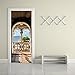 Fymural 3D Door Wallpaper Murals Wall Stickers-Portuguese Sea View for Home Decoration Self-Adhesive Vinyl Removable Retro Art Door Decals 30.3x78.7