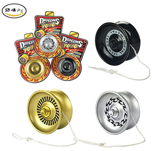 2 Dozen Metal Diecast YoYo Bulk Toy YoYo For Party Favors (Set of 24)