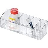 iDesign Divided Bathroom Vanity Organizer for Bathroom, Kitchen, Bedroom, Office, 9" x 3" x 2", Clear