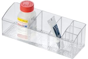 INTERDESIGN iDesign Med Vanity Divided, Medication and Bathroom Accessory, 9-inch, Short Organizer