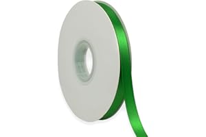 IEDASING'S CHOICE Green Ribbon 3/8 Inch x 50 Yards Satin Ribbon Continuous, Single Face, for Crafts, Gift Wrapping, Floral Bouquet, Weddings, and Decorations, with Spool