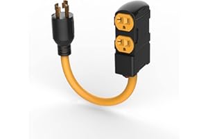 Yodotek 1.5Ft Generator Cord with Surge Protector Breaker,Heavy Duty Generator Locking Cord,NEMA L14-30P/Four 5-20R,4 Prong 10 Gauge Flexible Cable,Power Extension Cord, 30Amp 7500 Watts