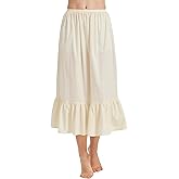 BEAUZSUZSANA Women 100% Cotton Half Slip Dress for Under Dresses Long Underskirt Non Cling